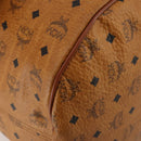 MCM Logogram Vicetos Boston Bag PVC Leather 2way Brown Gold Auth ki6754-17