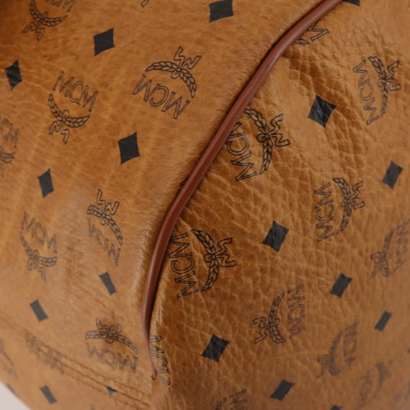 MCM Logogram Vicetos Boston Bag PVC Leather 2way Brown Gold Auth ki6754