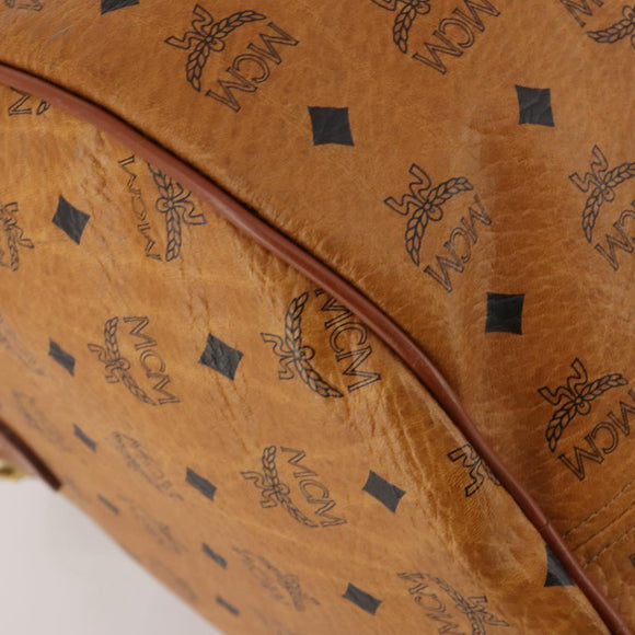 MCM Logogram Vicetos Boston Bag PVC Leather 2way Brown Gold Auth ki6754