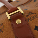 MCM Logogram Vicetos Boston Bag PVC Leather 2way Brown Gold Auth ki6754-19