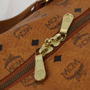 MCM Logogram Vicetos Boston Bag PVC Leather 2way Brown Gold Auth ki6754-10