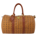 MCM Logogram Vicetos Boston Bag PVC Leather 2way Brown Gold Auth ki6754-13
