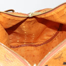 MCM Logogram Vicetos Boston Bag PVC Leather 2way Brown Gold Auth ki6754-21