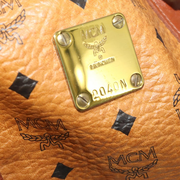 MCM Logogram Vicetos Boston Bag PVC Leather 2way Brown Gold Auth ki6754