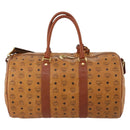 MCM Logogram Vicetos Boston Bag PVC Leather 2way Brown Gold Auth ki6754-2