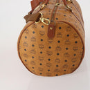 MCM Logogram Vicetos Boston Bag PVC Leather 2way Brown Gold Auth ki6754-3