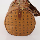 MCM Logogram Vicetos Boston Bag PVC Leather 2way Brown Gold Auth ki6754-4