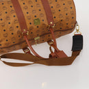 MCM Logogram Vicetos Boston Bag PVC Leather 2way Brown Gold Auth ki6754-7