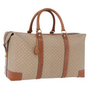 CELINE Macadam Canvas Boston Bag PVC Beige Gold Auth ki6755A-1