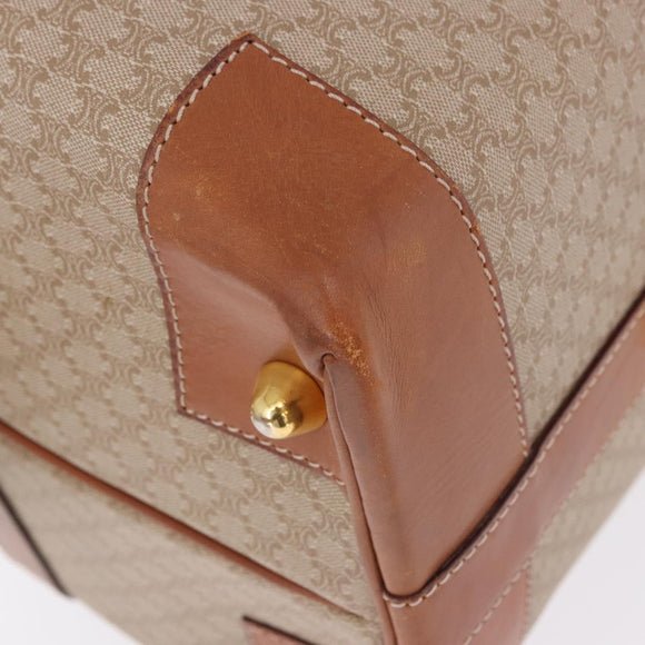 CELINE Macadam Canvas Boston Bag PVC Beige Gold Auth ki6755A