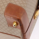CELINE Macadam Canvas Boston Bag PVC Beige Gold Auth ki6755A-13