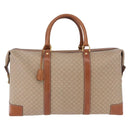 CELINE Macadam Canvas Boston Bag PVC Beige Gold Auth ki6755A-2