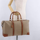 CELINE Macadam Canvas Boston Bag PVC Beige Gold Auth ki6755A-24