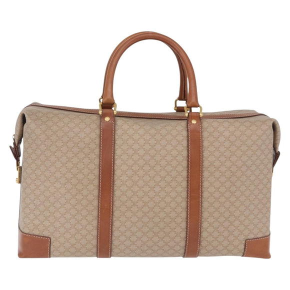 CELINE Macadam Canvas Boston Bag PVC Beige Gold Auth ki6755A