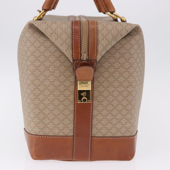 CELINE Macadam Canvas Boston Bag PVC Beige Gold Auth ki6755A