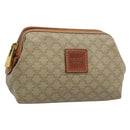 CELINE Macadam Canvas Pouch PVC Beige Gold Auth ki6758-1