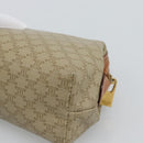 CELINE Macadam Canvas Pouch PVC Beige Gold Auth ki6758-15