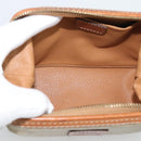 CELINE Macadam Canvas Pouch PVC Beige Gold Auth ki6758-10