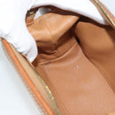 CELINE Macadam Canvas Pouch PVC Beige Gold Auth ki6758-18