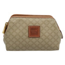 CELINE Macadam Canvas Pouch PVC Beige Gold Auth ki6758-13