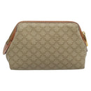 CELINE Macadam Canvas Pouch PVC Beige Gold Auth ki6758-2