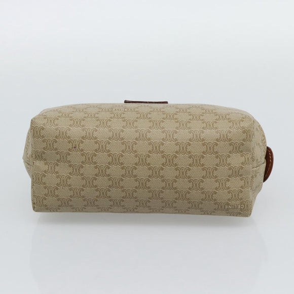 CELINE Macadam Canvas Pouch PVC Beige Gold Auth ki6758