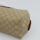 CELINE Macadam Canvas Pouch PVC Beige Gold Auth ki6758-7