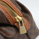 CELINE Macadam Canvas Pouch PVC Leather Brown Gold Auth ki6759-8
