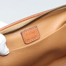 CELINE Macadam Canvas Pouch PVC Leather Brown Gold Auth ki6759-9
