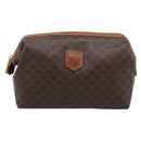 CELINE Macadam Canvas Pouch PVC Leather Brown Gold Auth ki6759-13