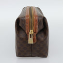 CELINE Macadam Canvas Pouch PVC Leather Brown Gold Auth ki6759-3