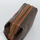 CELINE Macadam Canvas Pouch PVC Leather Brown Gold Auth ki6759-5