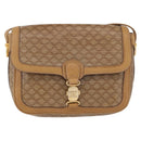 CELINE Macadam Canvas Shoulder Bag PVC Beige Gold Auth ki6762-2