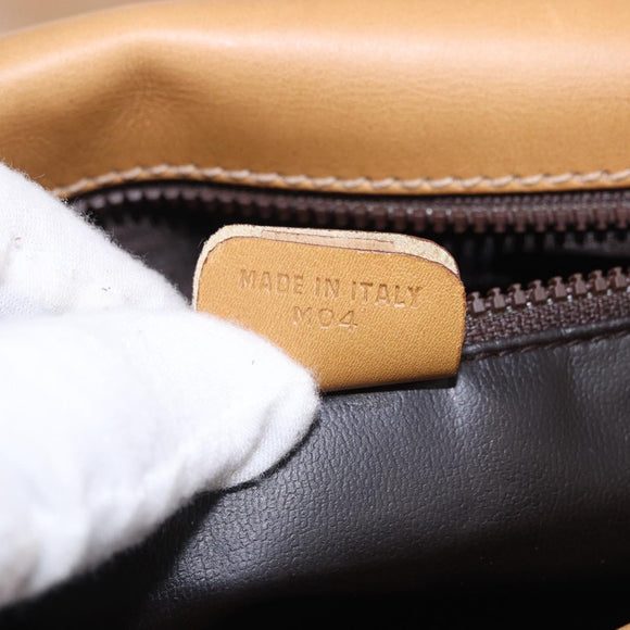 CELINE Macadam Canvas Shoulder Bag PVC Beige Gold Auth ki6762
