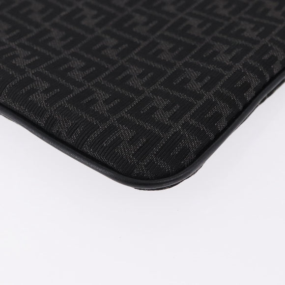 FENDI Zucchino Canvas Clutch Bag Black Auth ki6765V