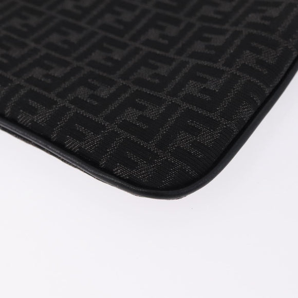 FENDI Zucchino Canvas Clutch Bag Black Auth ki6765V