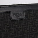 FENDI Zucchino Canvas Clutch Bag Black Auth ki6765V-17
