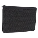 FENDI Zucchino Canvas Clutch Bag Black Auth ki6765V-1