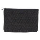 FENDI Zucchino Canvas Clutch Bag Black Auth ki6765V-13