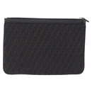FENDI Zucchino Canvas Clutch Bag Black Auth ki6765V-2
