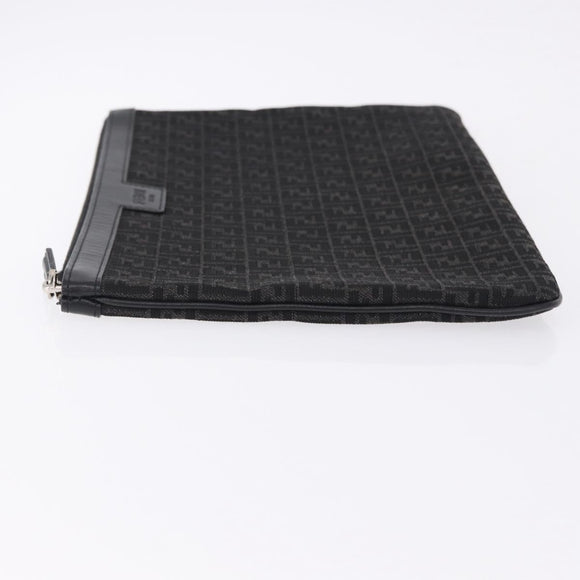 FENDI Zucchino Canvas Clutch Bag Black Auth ki6765V