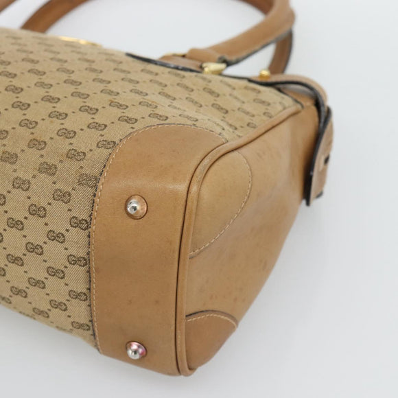 GUCCI Micro GG Canvas Hand Bag Beige Gold Auth ki6766