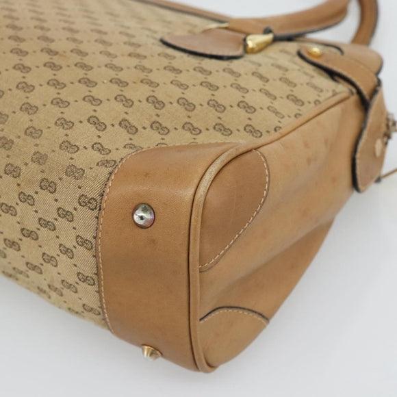 GUCCI Micro GG Canvas Hand Bag Beige Gold Auth ki6766