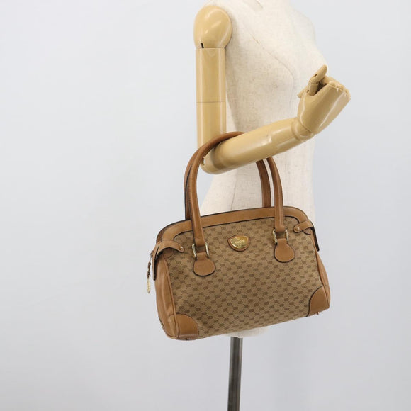 GUCCI Micro GG Canvas Hand Bag Beige Gold Auth ki6766