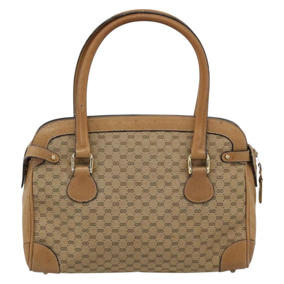 GUCCI Micro GG Canvas Hand Bag Beige Gold Auth ki6766