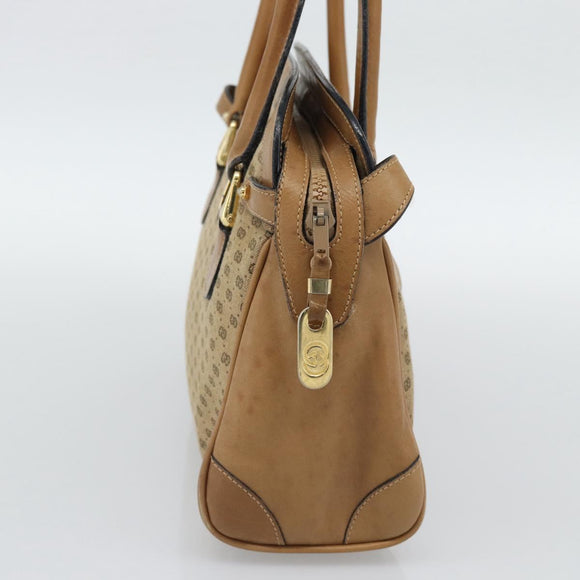 GUCCI Micro GG Canvas Hand Bag Beige Gold Auth ki6766