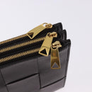 BOTTEGA VENETA MAXI INTRECCIATO Clutch Bag Leather Dark Brown Gold Auth ki6767M-12