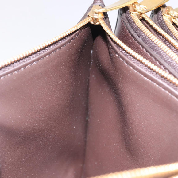 BOTTEGA VENETA MAXI INTRECCIATO Clutch Bag Leather Dark Brown Gold Auth ki6767M