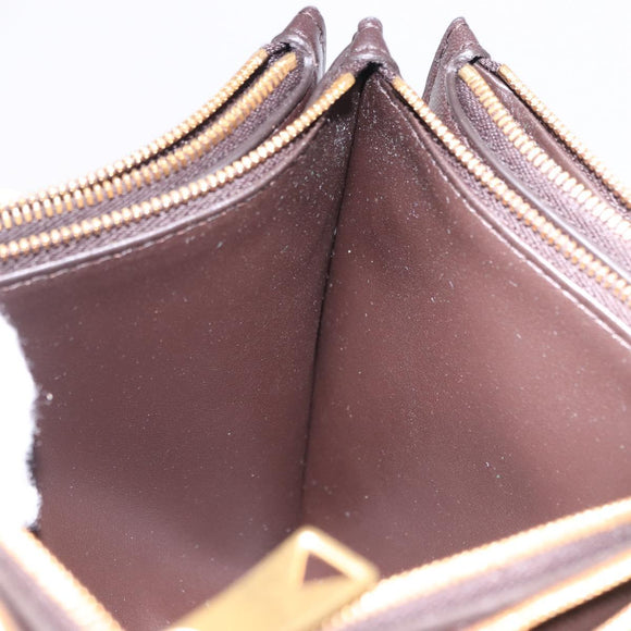 BOTTEGA VENETA MAXI INTRECCIATO Clutch Bag Leather Dark Brown Gold Auth ki6767M