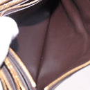 BOTTEGA VENETA MAXI INTRECCIATO Clutch Bag Leather Dark Brown Gold Auth ki6767M-20